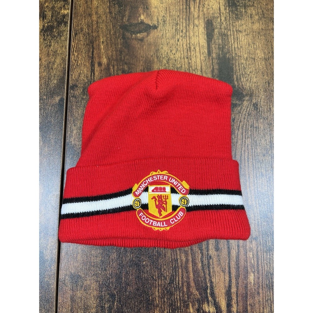 Manchester United Knit Hat Football Soccer Official Merchandise Beanie Red